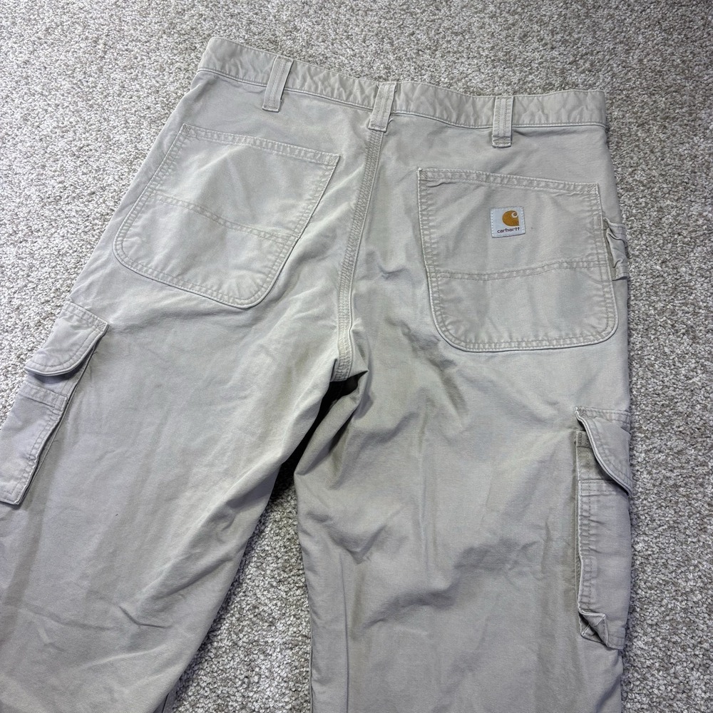 Carhartt B260 Relaxed Fit Canvas Cargo Workwear Pants Mens 33x32 Beige